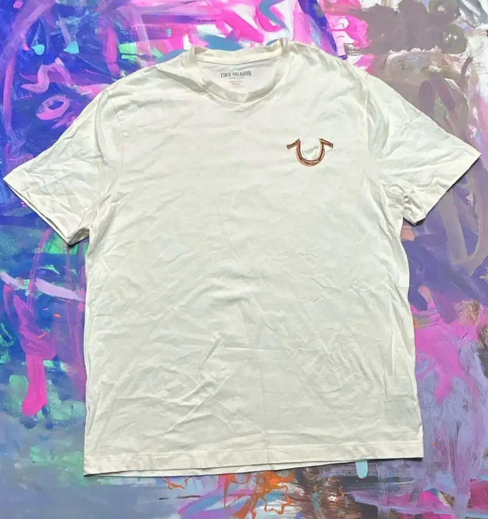 True Religion Men's Short Sleeve Relaxed Rainbow Embro T-shirt Size L